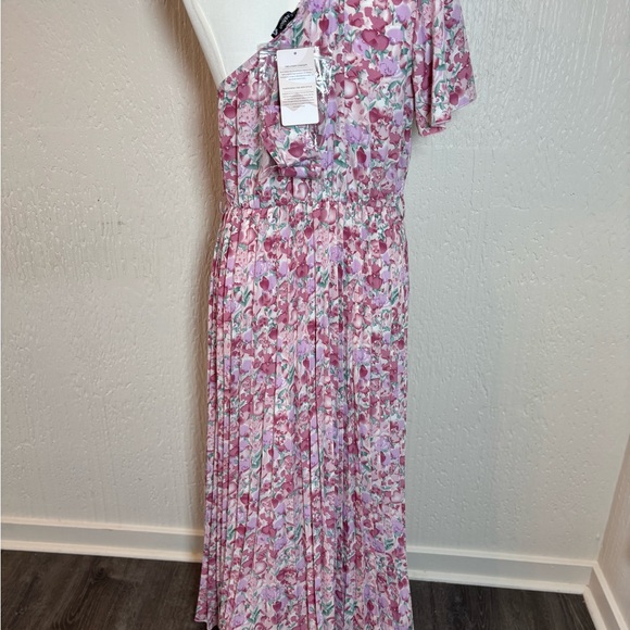NWT Floral Pink One-Shoulder Long Maxi Dress Women Size Large - Picture 7 of 10